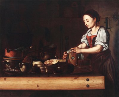 Kitchen Interior with Maid by Unbekannt Unbekannt